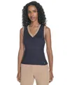 Tommy Hilfiger Women's Sleeveless Tipped Sweater In Gray