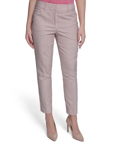 Tommy Hilfiger Women's Slim Fit Plaid Pants In Pink