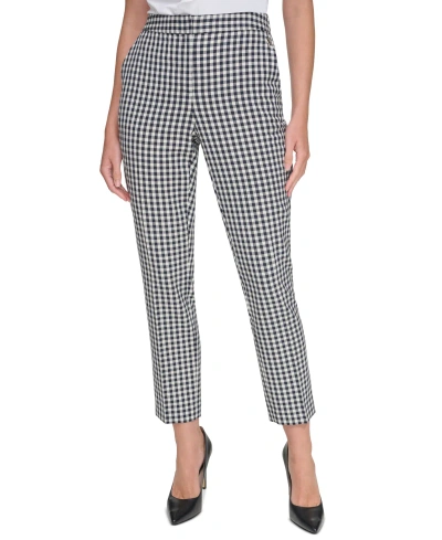 Tommy Hilfiger Women's Sloane Gingham Ankle Pants In Midnight,ivory
