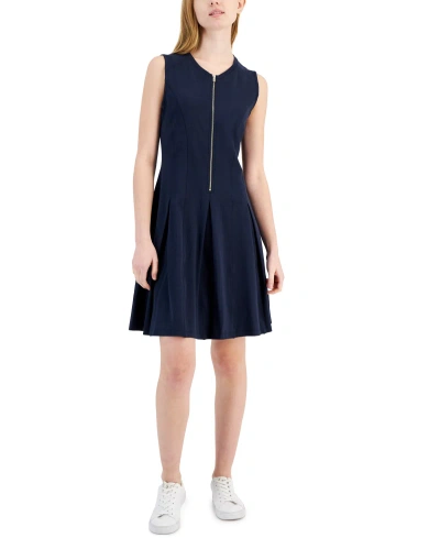 Tommy Hilfiger Women's Sneaker Fit & Flare Dress In Navy | ModeSens