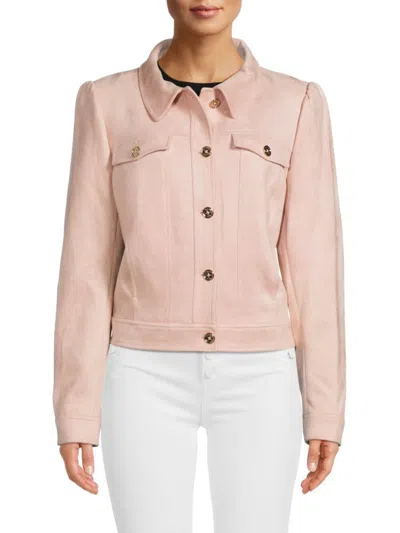 Tommy Hilfiger Women's Solid Button Front Jacket In Petal Pink