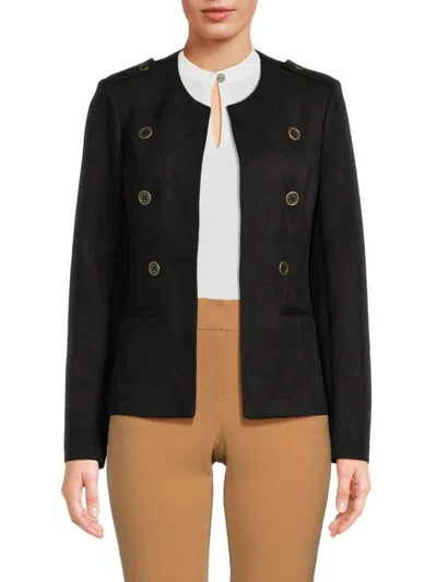 Tommy Hilfiger Women's Solid Collarless Blazer In Black