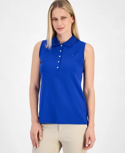 Tommy Hilfiger Women's Solid-color Pique-knit Sleeveless Polo