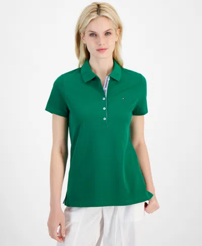 Tommy Hilfiger Women's Solid-color Signature Polo Top In Green