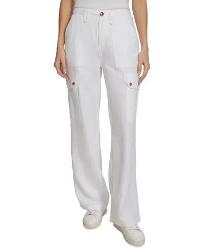 Tommy Hilfiger Women's Solid Festival Cargo Pants In Brt White