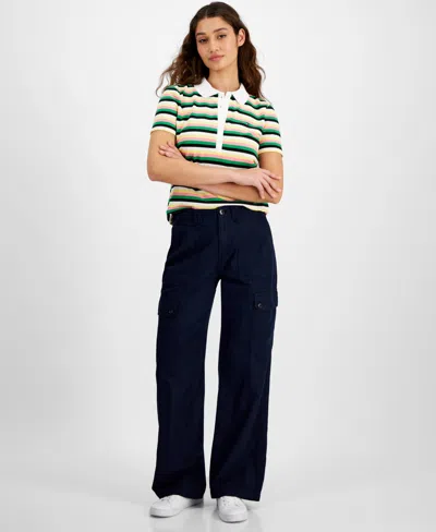 Tommy Hilfiger Women's Solid Festival Cargo Pants In Sky Capt