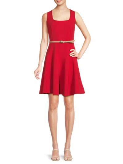 Tommy Hilfiger Women's Solid Fit & Flare Dress In Samba