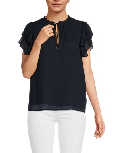 Tommy Hilfiger Women's Solid Layered Sleeve Top In Midnight