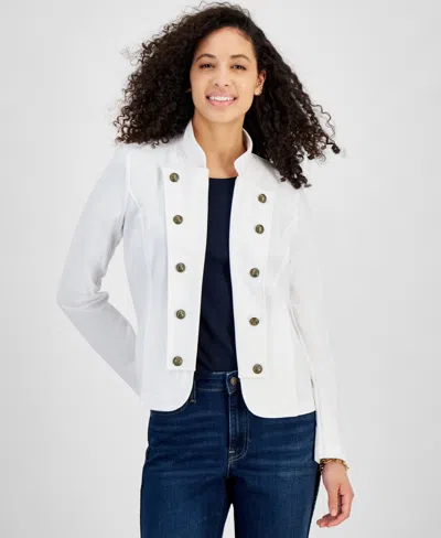 Tommy Hilfiger Women's Solid Open-front Band Jacket In Brt White