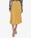 Tommy Hilfiger Womens Boucle Trucker Jacket Ruffled Blouse Pleated Pull On Midi Skirt In Deep Maize