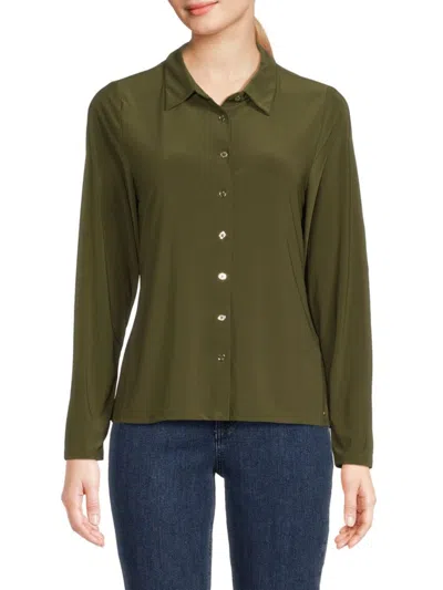 Tommy Hilfiger Women's Solid Shirt In Dark Olive
