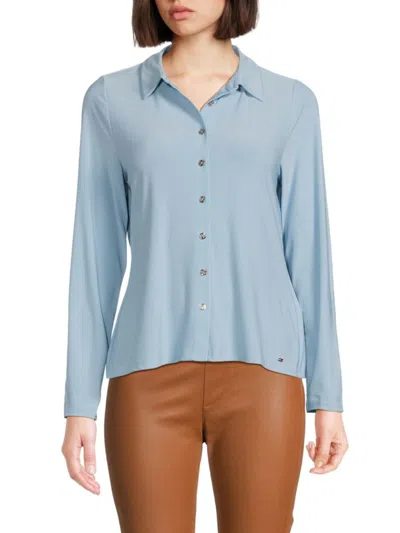 Tommy Hilfiger Women's Solid Shirt In Forget Me
