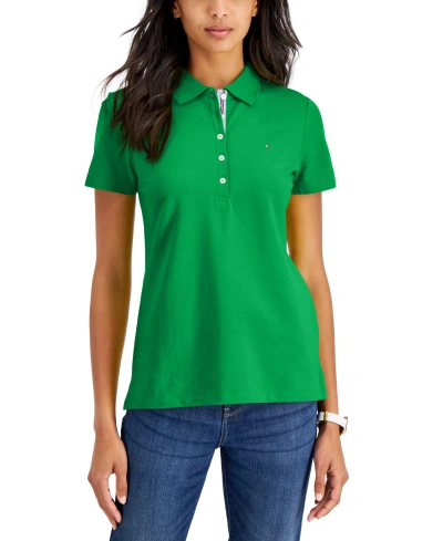 Tommy Hilfiger Women's Solid Short-sleeve Polo Top In Bright Green