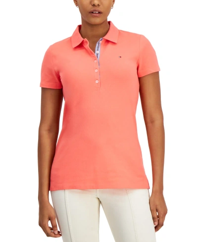 Tommy Hilfiger Women's Solid Short-sleeve Polo Top In Sherbert