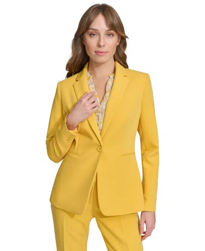 Tommy Hilfiger Women's Solid Single-button Notched-collar Blazer In Deep Maize