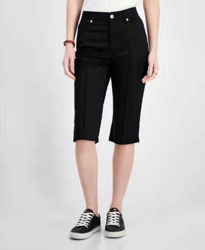 Tommy Hilfiger Women's Solid Split-hem Capri Pants In Black