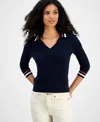 Tommy Hilfiger Women's Spread-collar Cotton Sweater In Multi