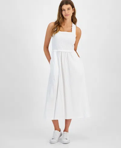 Tommy Hilfiger Women's Square-neck Cotton A-line Dress In Brt White
