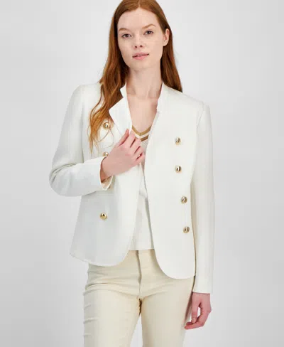 Tommy Hilfiger Women's Stand Collar Open-front Jacket In Ivory