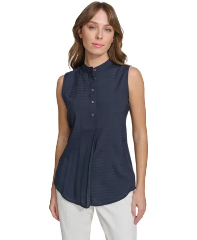 Tommy Hilfiger Women's Stand-collar Sleeveless Top In Midnight