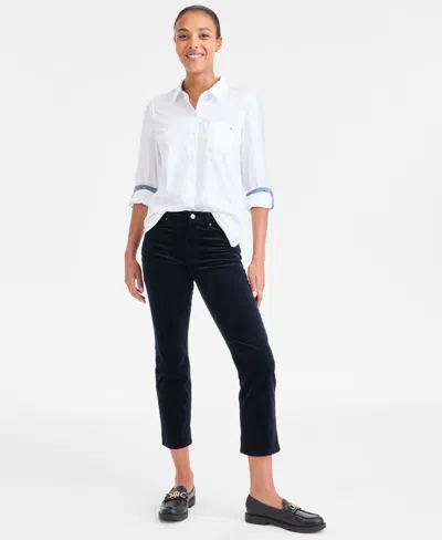 Tommy Hilfiger Women's Straight Corduroy Pants In Black