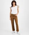 Tommy Hilfiger Tribeca Womens Pocket Corduroy Straight Leg Jeans In Tigr Eye