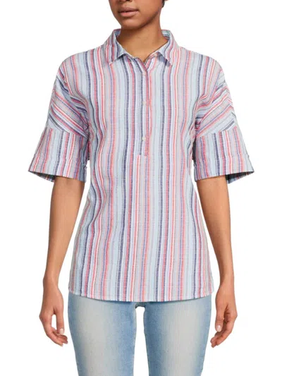 Tommy Hilfiger Women's Stripe Tunic Shirt In Blue Multi