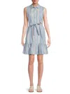 Tommy Hilfiger Women's Striped Belted Minidress In Blue Multi