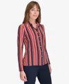 Tommy Hilfiger Women's Striped Button Down In Chili Mult