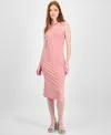 Tommy Hilfiger Women's Striped Crossover Midi Dress In Pink