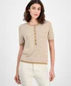 Tommy Hilfiger Women's Striped Henley Sweater In Neutral