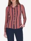 Tommy Hilfiger Women's Striped Long Sleeve Shirt In Brown