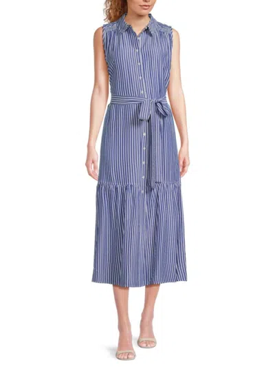 Tommy Hilfiger Women's Striped Midi-dress In Blue White Stripe