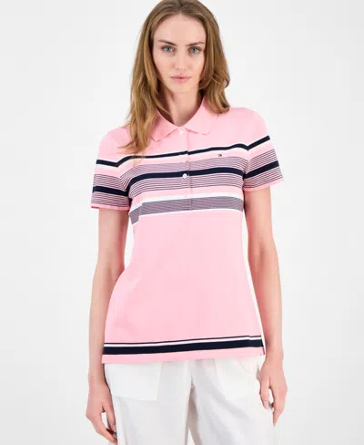 Tommy Hilfiger Women's Striped Pique Short-sleeve Polo Shirt In Animal Print