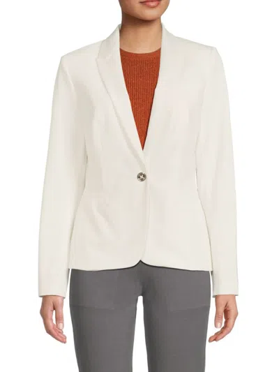 Tommy Hilfiger Women's Striped Roll Cuff Blazer In Ivory