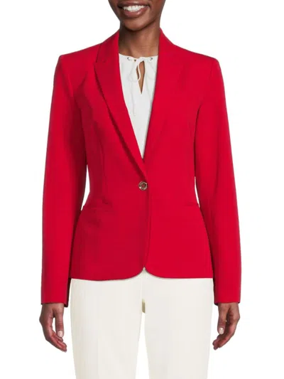 Tommy Hilfiger Women's Striped Roll Cuff Blazer In Scarlet