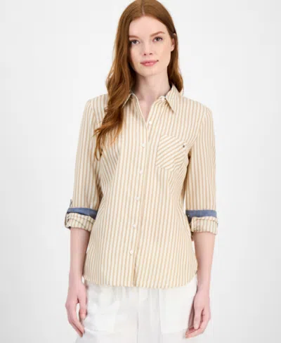 Tommy Hilfiger Women's Striped Roll-tab Shirt