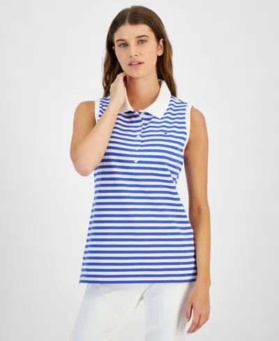 Tommy Hilfiger Women's Striped Sleeveless Polo Shirt In Prov Multi