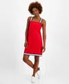 Tommy Hilfiger Women's Striped-strap French Terry Sneaker Dress In Scarlet