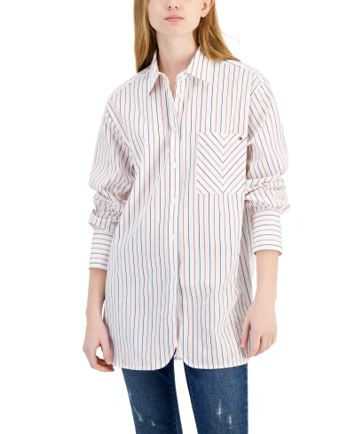Tommy Hilfiger Women's Striped Tunic Shirt In Lt,pas Red