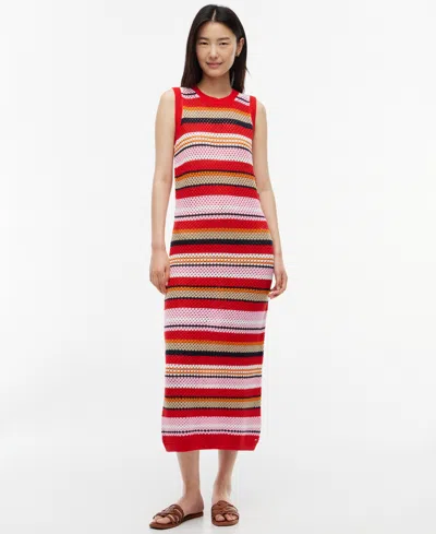 Tommy Hilfiger Sleeveless Striped Crochet Midi Dress In Multi