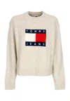 Tommy Hilfiger Women's Sweater W Melange Flag Sweater Ancient White Melange In Ancient White Melange