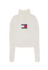 Tommy Hilfiger Women's Sweater W Melange Turtleneck Flag Sweater Ancient White Melange In Ancient White Melange