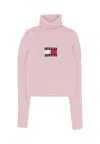 Tommy Hilfiger Women's Sweater W Melange Turtleneck Flag Sweater Ballet Pink Melange In Ballet Pink Melange