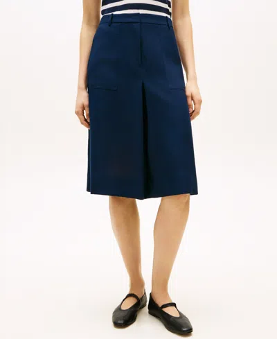 Tommy Hilfiger Women's Tailored Utility Knee Midi Skirt In Blue