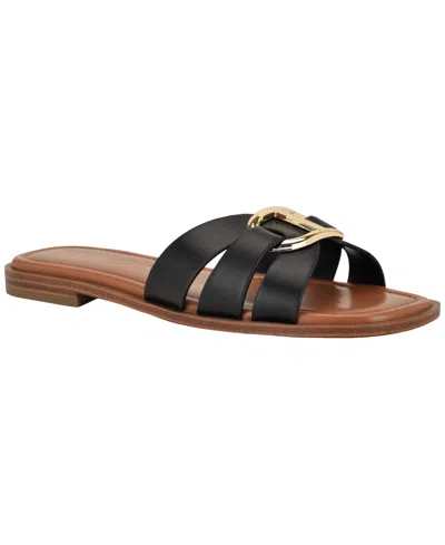 Tommy Hilfiger Women's Terrai Flat Slide Sandals In Black
