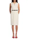 Tommy Hilfiger Women's Textured Belted Sheath Knee Length Dress In Pearl