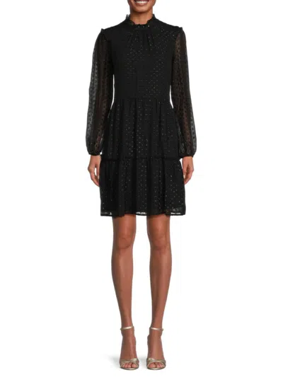 Tommy Hilfiger Women's Textured Tiered Mini Dress In Black