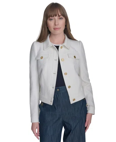 Tommy Hilfiger Women's Textured Trucker Jacket In Ivory
