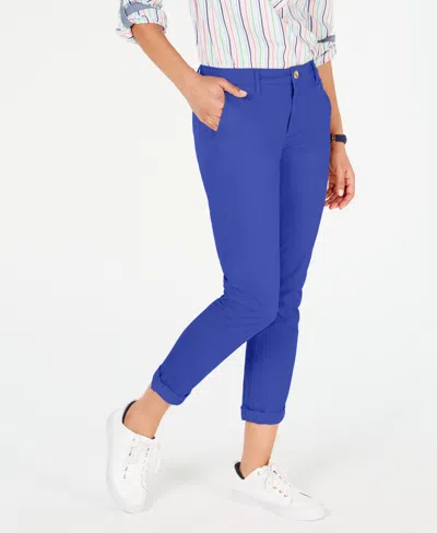 Tommy Hilfiger Women's Th Flex Hampton Cuffed Chino Straight-leg Pants, Created For Macy's In Blue